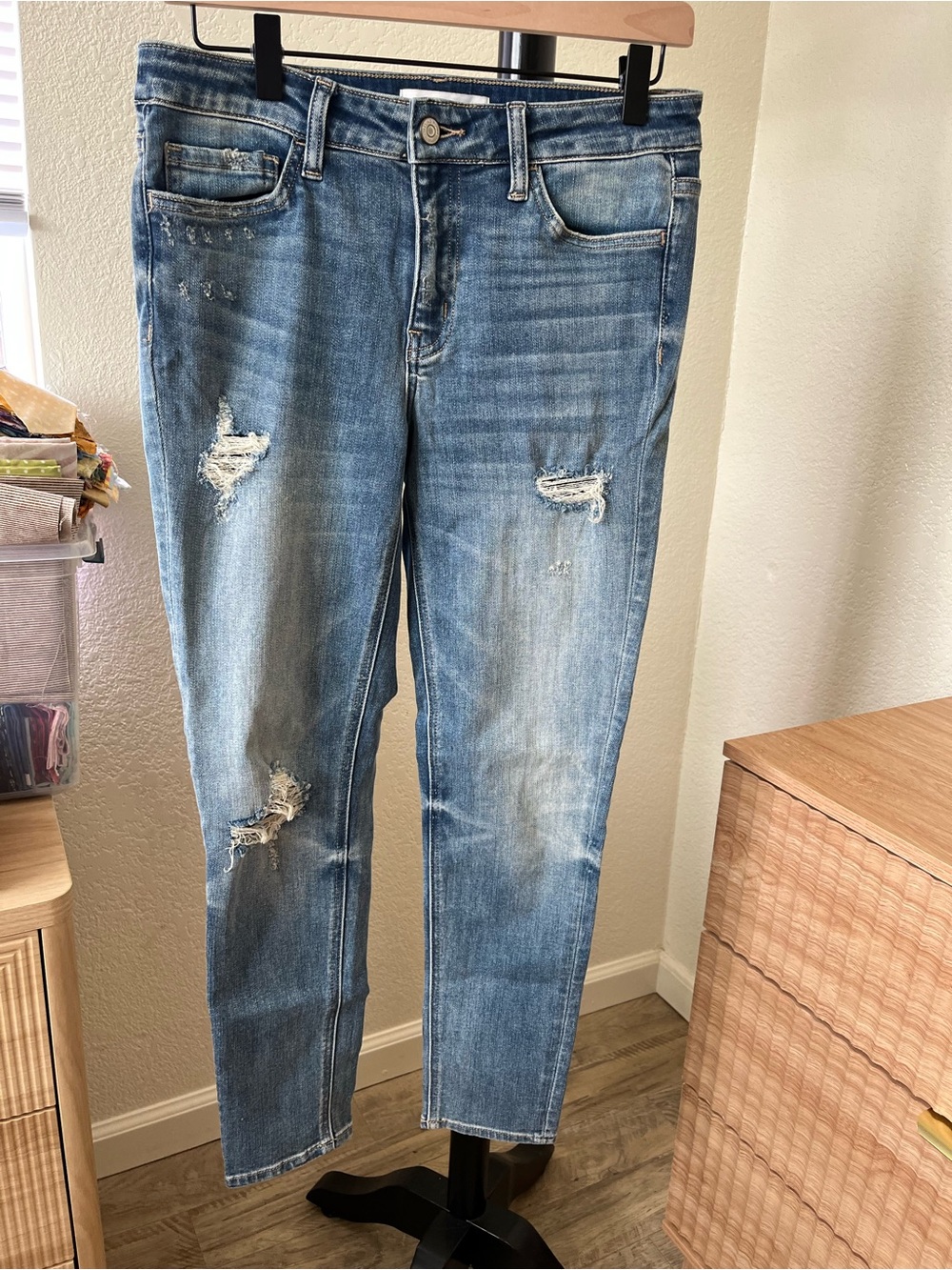 Flying Monkey Light Blue Distressed Skinny Jeans